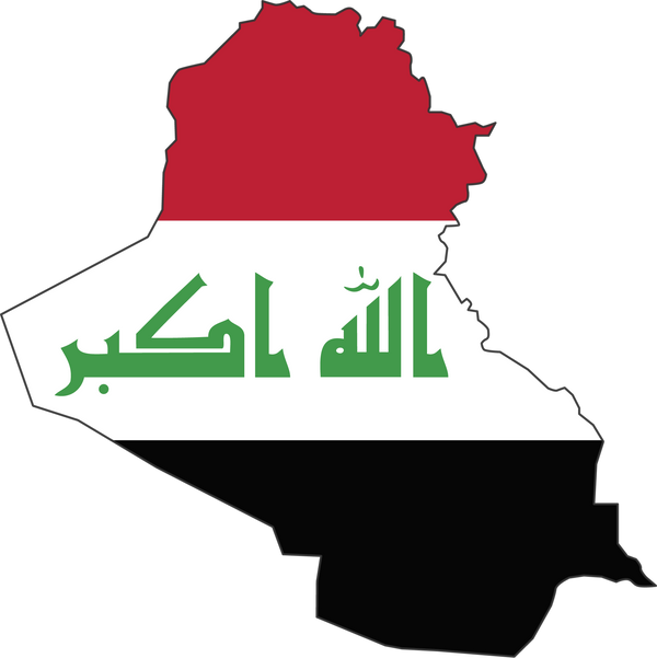 Iraq map city vector style color of country flag.