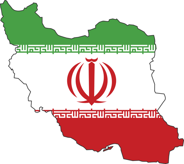 Iran map city vector style color of country flag.